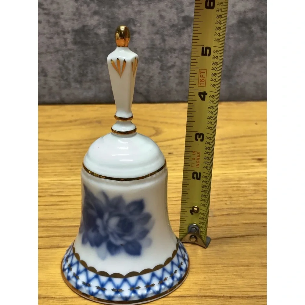 Vintage Bell Limoges China, White&Blue w/Gold‎ Trim 5 1/2